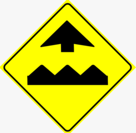 Bumpy or uneven pavement ahead warning sign for G1 exams and tests preparation on CanDriveHub