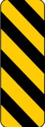 Hazard marker sign with downward line indicating the safe passing side for G1 exams and tests preparation - CanDriveHub