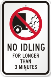 Not more than 3 minutes idling sign for G1 exams and tests preparation on CanDriveHub