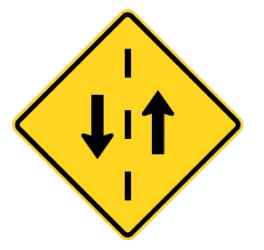 Share the road with oncoming traffic sign for G1 exams and tests preparation on CanDriveHub